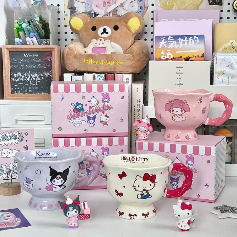 Cute Cartoon Anime Character Ceramic Cup Kawaii Cat Birthday Gift Quilt Coffee Cup with Spoon and Gift Box
