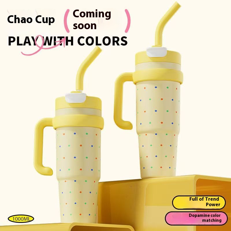 Four Seasons Available Large Capacity Straw Thermos Cup Unisex