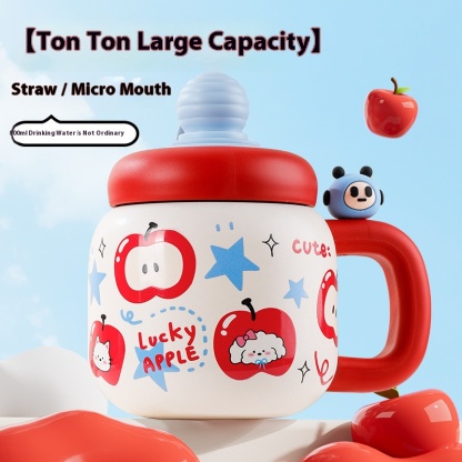 Cartoon Large Capacity Insulated Stainless Steel Water Cup with Lid