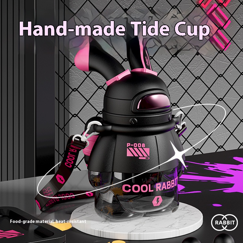 Anti Drop Large Capacity Plastic Straw Cup Colorful Water Bottle