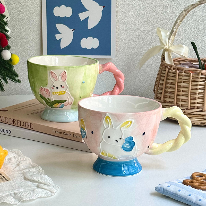 400ML High-quality Hand-painted Rabbit Coffee Cup Water Cup Exquisite Ceramic Mug with Gift Box Set Easter gift