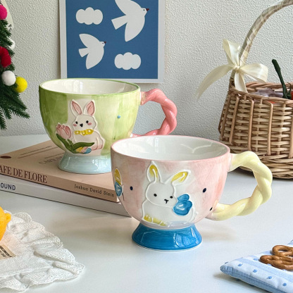 400ML High-quality Hand-painted Rabbit Coffee Cup Water Cup Exquisite Ceramic Mug with Gift Box Set Easter gift