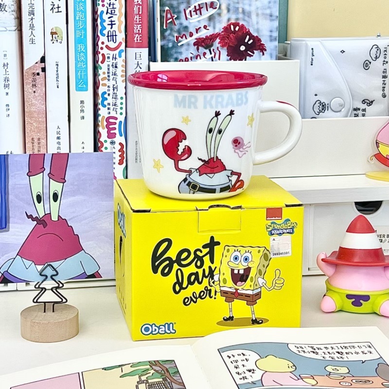 Cartoon Anime Character Ceramic Cup Kawaii Cheese Crab Shape Ceramic Cup Birthday Gift Quilt Coffee Cup with Spoon and Gift Box