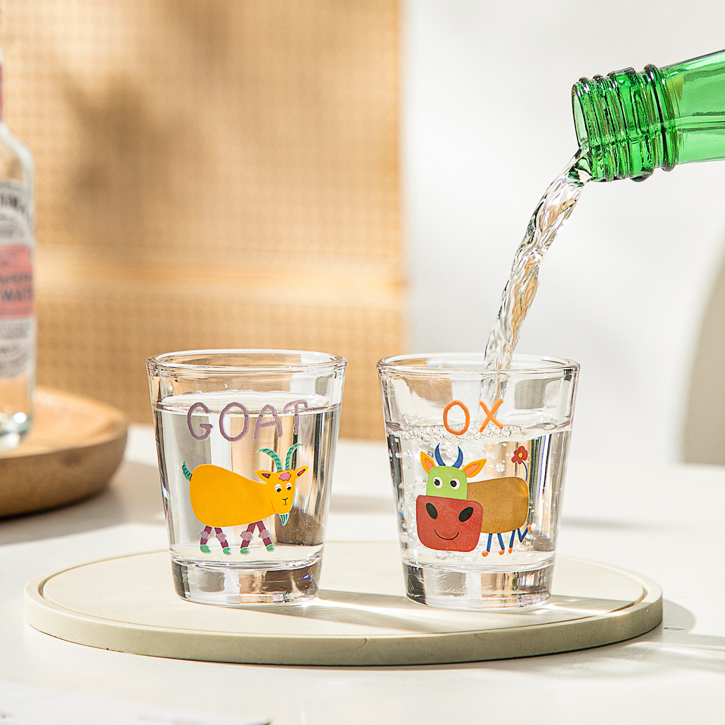 50ML Cartoon Glass Sake Cups 12 Zodiac Pattern Household Small Wine Cups Creative Wine Cup One-sip Cups Mini Sake Cups Gifts