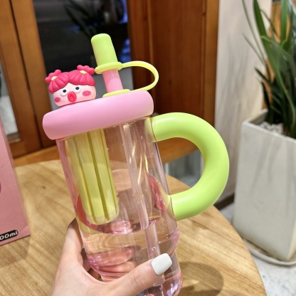 Summer Large Capacity Funny Girl Straw Cup Female High Temperature Resistant Plastic Cup With Straw