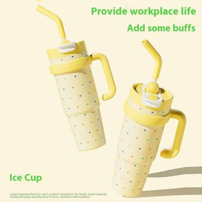 Four Seasons Available Large Capacity Straw Thermos Cup Unisex