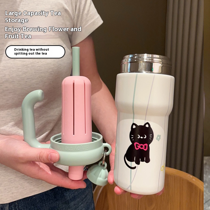 Large Capacity Sports Straw Cup Stainless Steel Insulated Chilled Cup