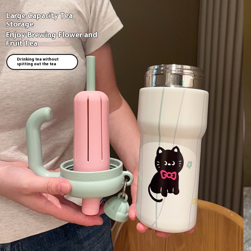 Large Capacity Sports Straw Cup Stainless Steel Insulated Chilled Cup