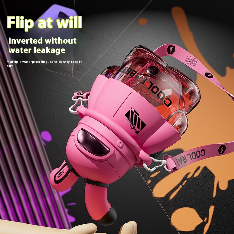 Anti Drop Large Capacity Plastic Straw Cup Colorful Water Bottle