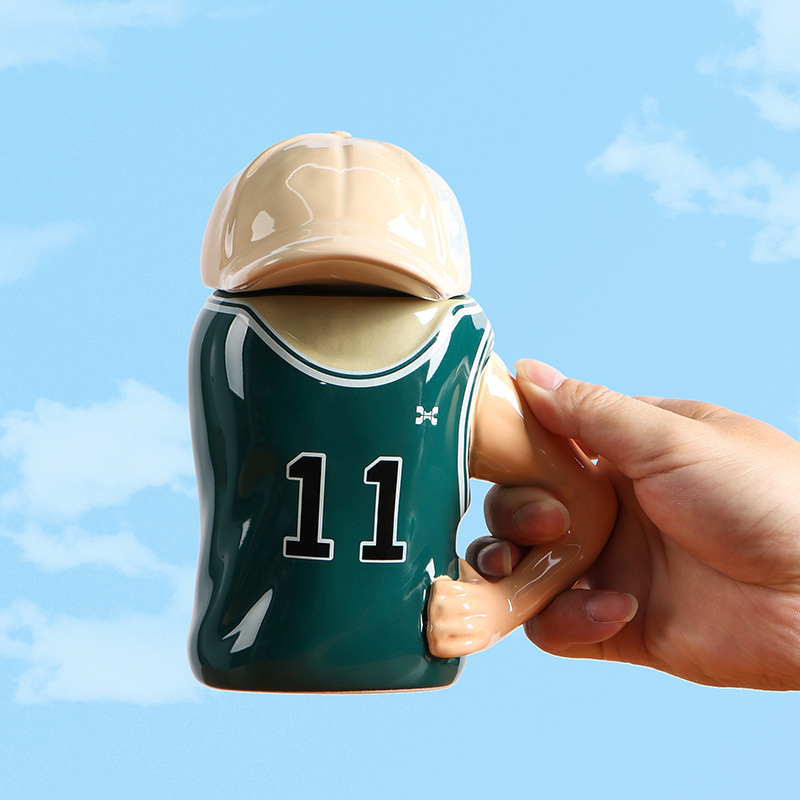 450ML Cartoon Ceramic Cup Basketball Player Baseball Cap Jersey Molding Cup Creative Boy's Gift Coffee Mug Human Coffee Cup