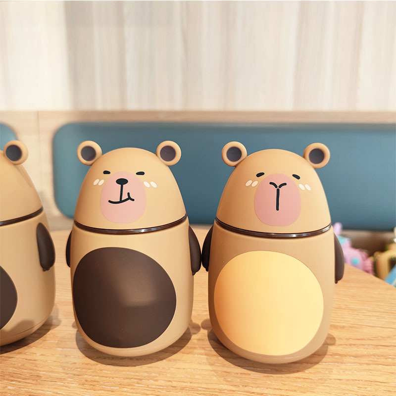 Cute Capybara Water Bottle Double-Layer Insulated Glass Cup