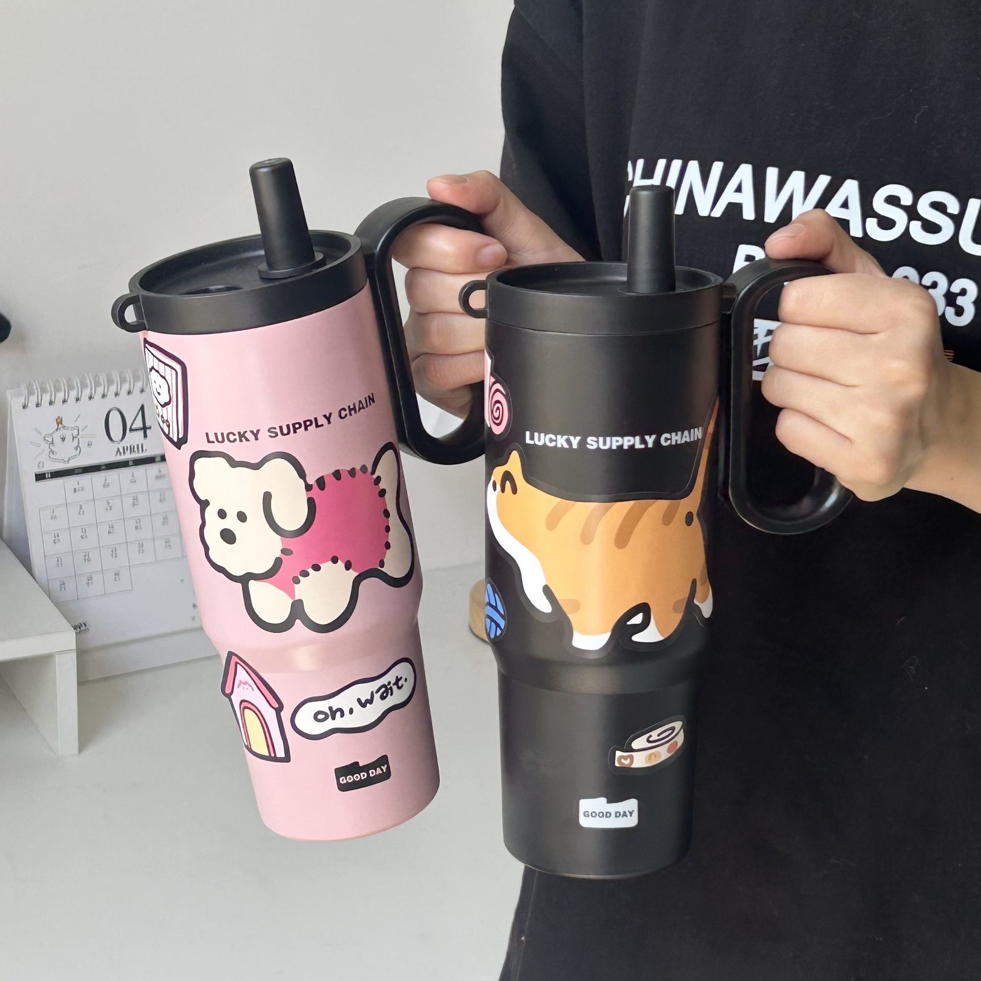 316 Stainless Steel Large Capacity Suction Cup Car Cup with Handle