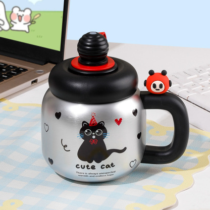 Cartoon Large Capacity Insulated Stainless Steel Water Cup with Lid