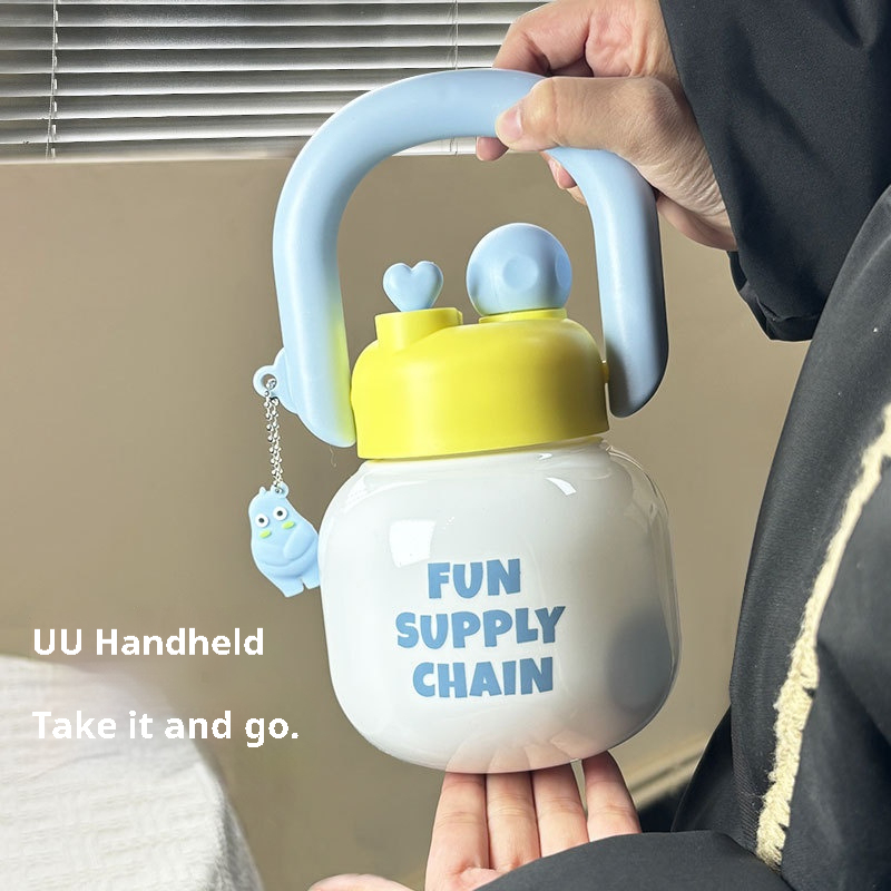 U-shaped Handle Hand-held Double Drinks Large Capacity Tea Water Separation Large Belly Tons Tons Cup Straw Water Cup