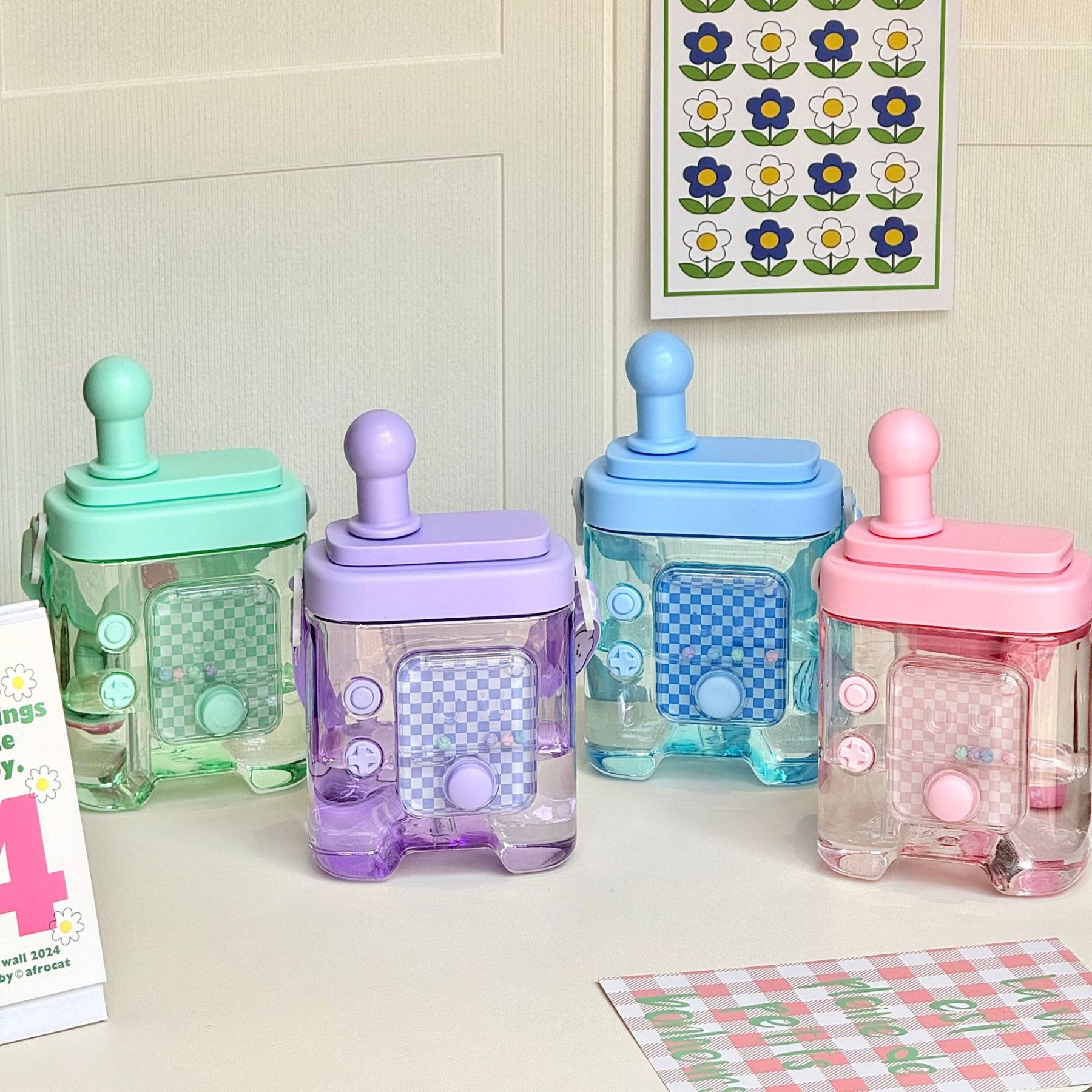 Fun Creative Game Console Straw Water Cup Slanted Cross Cup