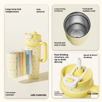 Four Seasons Available Large Capacity Straw Thermos Cup Unisex