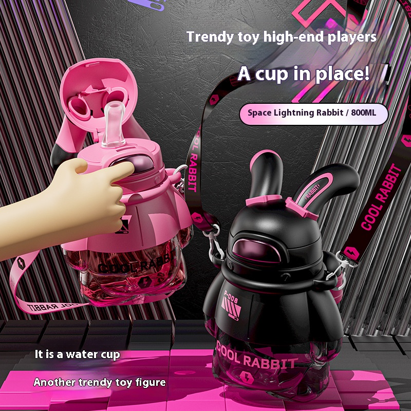 Anti Drop Large Capacity Plastic Straw Cup Colorful Water Bottle