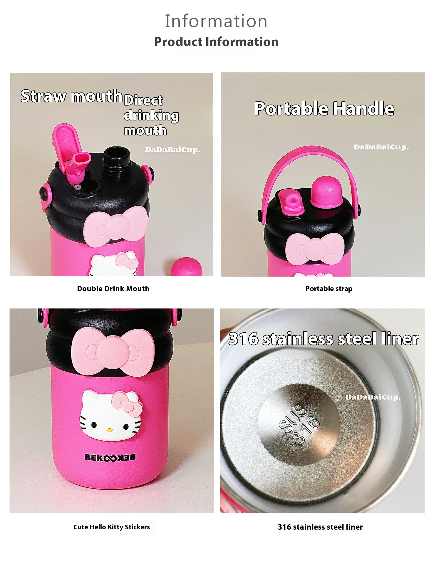 Cute Colorful 316 Stainless Steel Insulated Cups and Double Drinking Cups