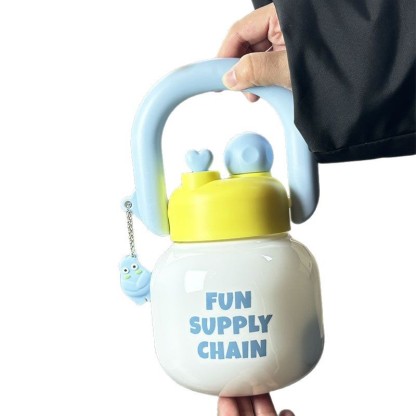 U-shaped Handle Hand-held Double Drinks Large Capacity Tea Water Separation Large Belly Tons Tons Cup Straw Water Cup