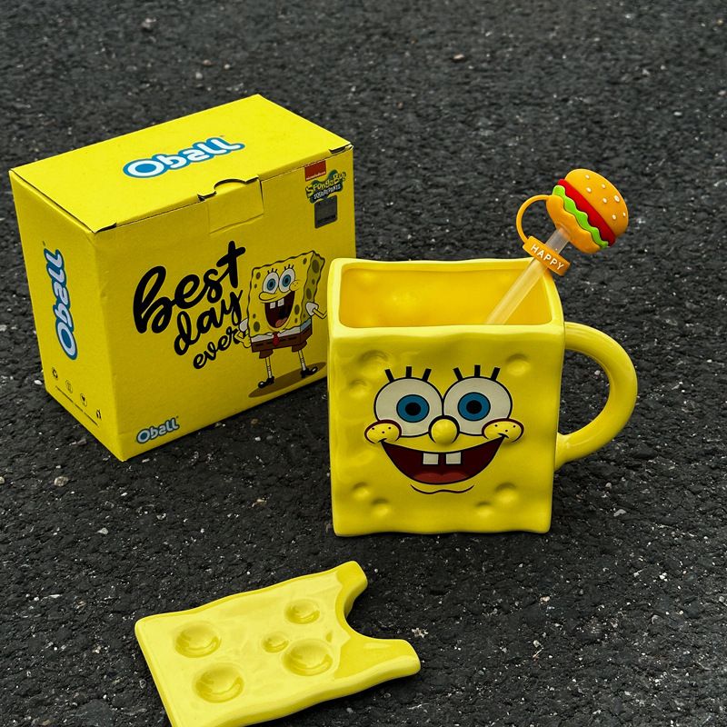 Cartoon Anime Character Ceramic Cup Kawaii Cheese Crab Shape Ceramic Cup Birthday Gift Quilt Coffee Cup with Spoon and Gift Box