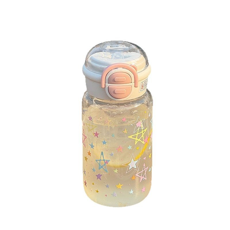 Simple Water Cup for Girls High-looking Summer Students Portable Double Drinking Straws Water Cups