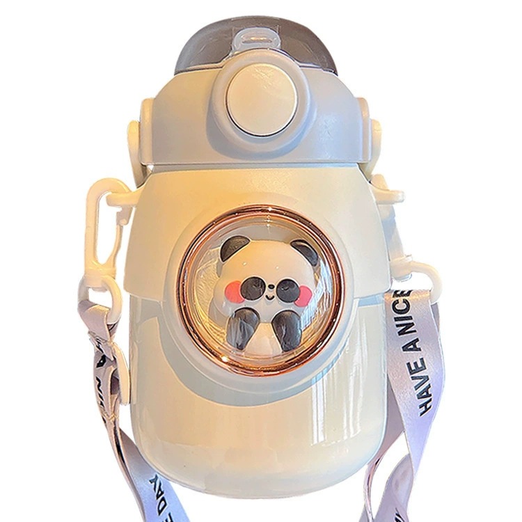 Cute Pet Animal Thermos Cup for Girls High-value Double-drinking Big Belly Water Cup Student Children's Water Bottle