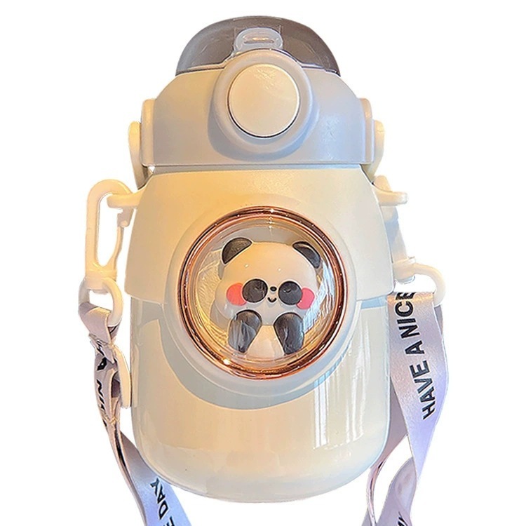 Cute Pet Animal Thermos Cup for Girls High-value Double-drinking Big Belly Water Cup Student Children's Water Bottle