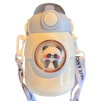 Cute Pet Animal Thermos Cup for Girls High-value Double-drinking Big Belly Water Cup Student Children's Water Bottle