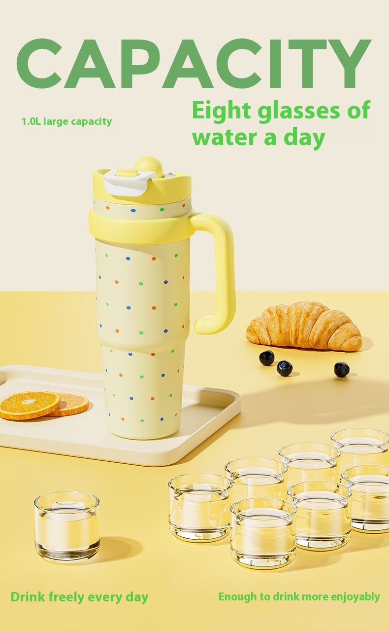 Four Seasons Available Large Capacity Straw Thermos Cup Unisex