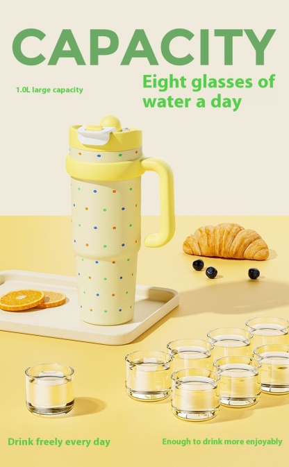 Four Seasons Available Large Capacity Straw Thermos Cup Unisex