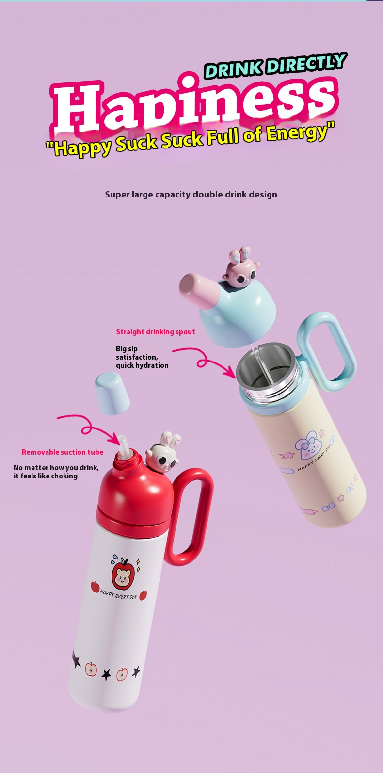 Cartoon Doll Insulated Large Capacity Straw Children's Water Cup