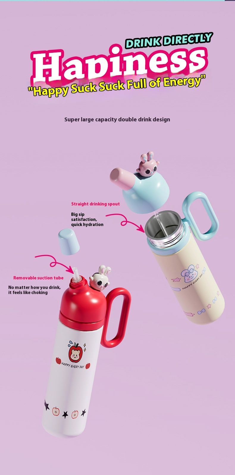 Cartoon Doll Insulated Large Capacity Straw Children's Water Cup