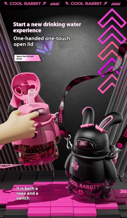 Anti Drop Large Capacity Plastic Straw Cup Colorful Water Bottle