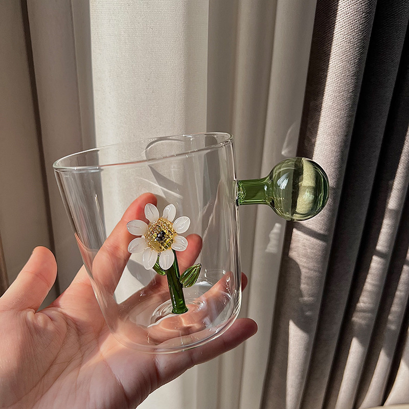 Colorful Ball Handle High Borosilicate Glass Cup for Household Creativ