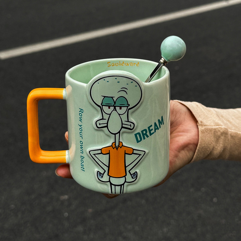 Cartoon Anime Character Ceramic Cup Kawaii Cheese Crab Shape Ceramic Cup Birthday Gift Quilt Coffee Cup with Spoon and Gift Box