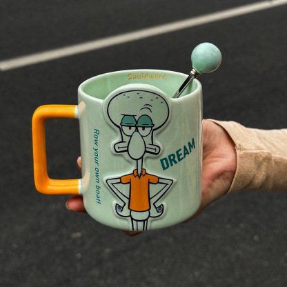 Cartoon Anime Character Ceramic Cup Kawaii Cheese Crab Shape Ceramic Cup Birthday Gift Quilt Coffee Cup with Spoon and Gift Box