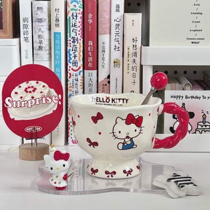 Cute Cartoon Anime Character Ceramic Cup Kawaii Cat Birthday Gift Quilt Coffee Cup with Spoon and Gift Box