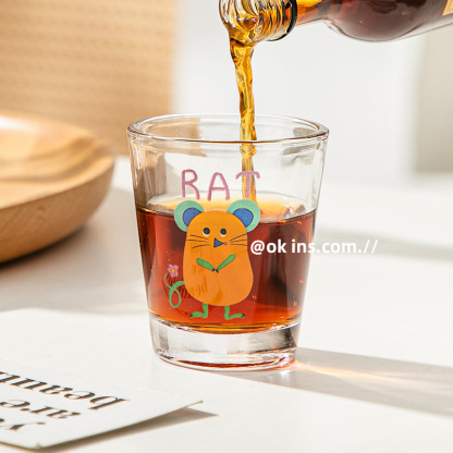 50ML Cartoon Glass Sake Cups 12 Zodiac Pattern Household Small Wine Cups Creative Wine Cup One-sip Cups Mini Sake Cups Gifts