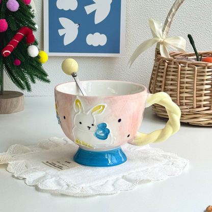 400ML High-quality Hand-painted Rabbit Coffee Cup Water Cup Exquisite Ceramic Mug with Gift Box Set Easter gift