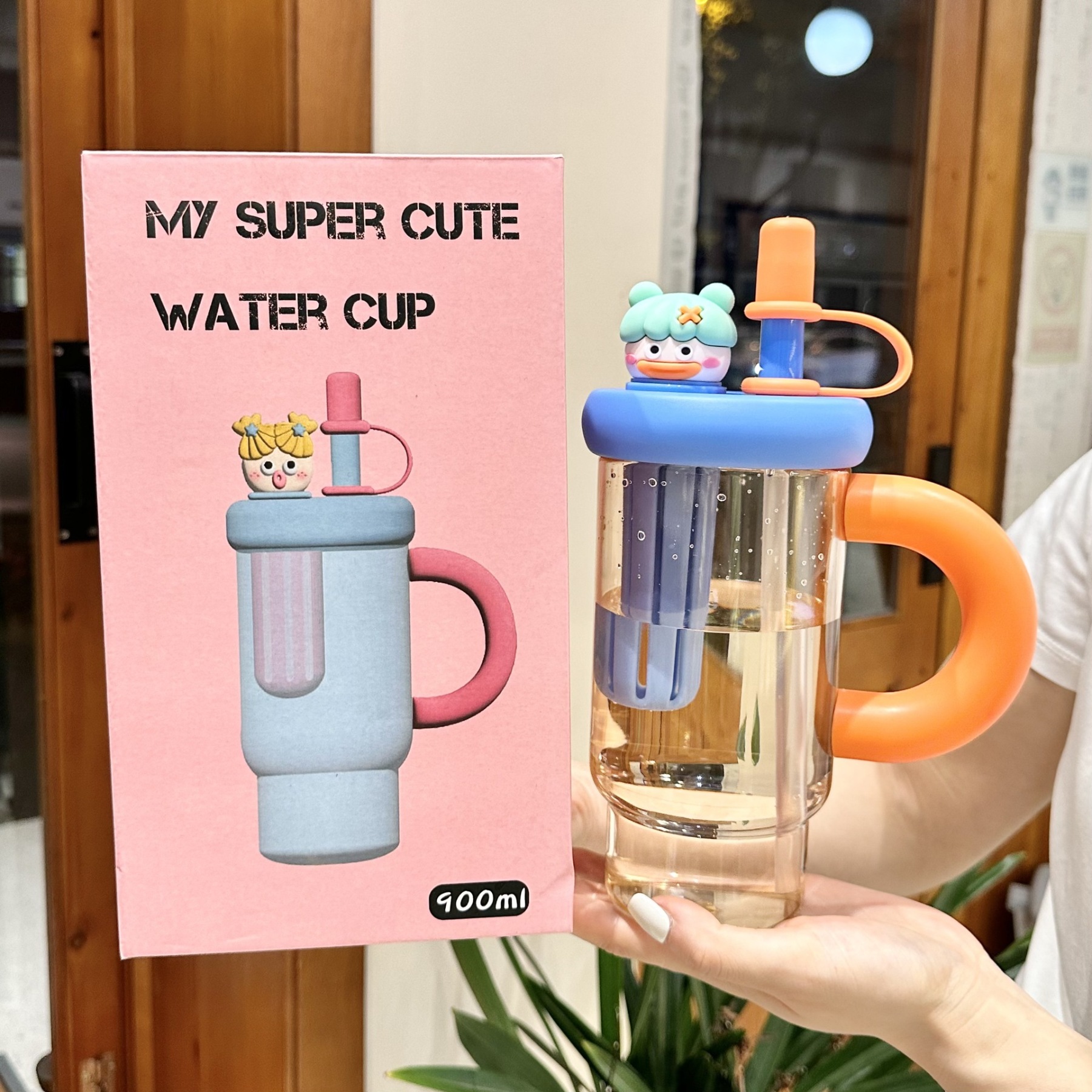 Summer Large Capacity Funny Girl Straw Cup Female High Temperature Resistant Plastic Cup With Straw