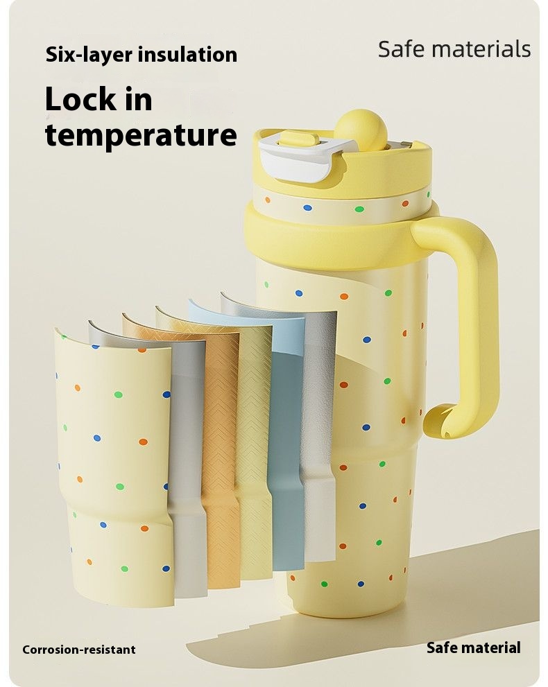 Four Seasons Available Large Capacity Straw Thermos Cup Unisex