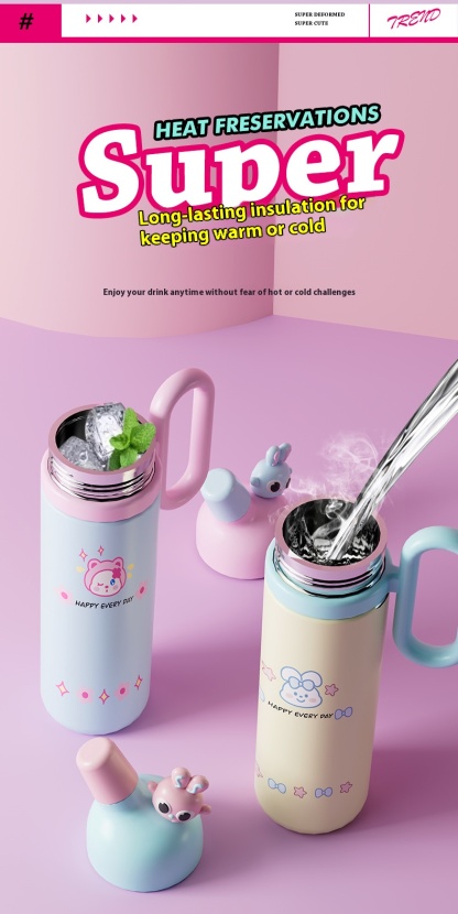 Cartoon Doll Insulated Large Capacity Straw Children's Water Cup