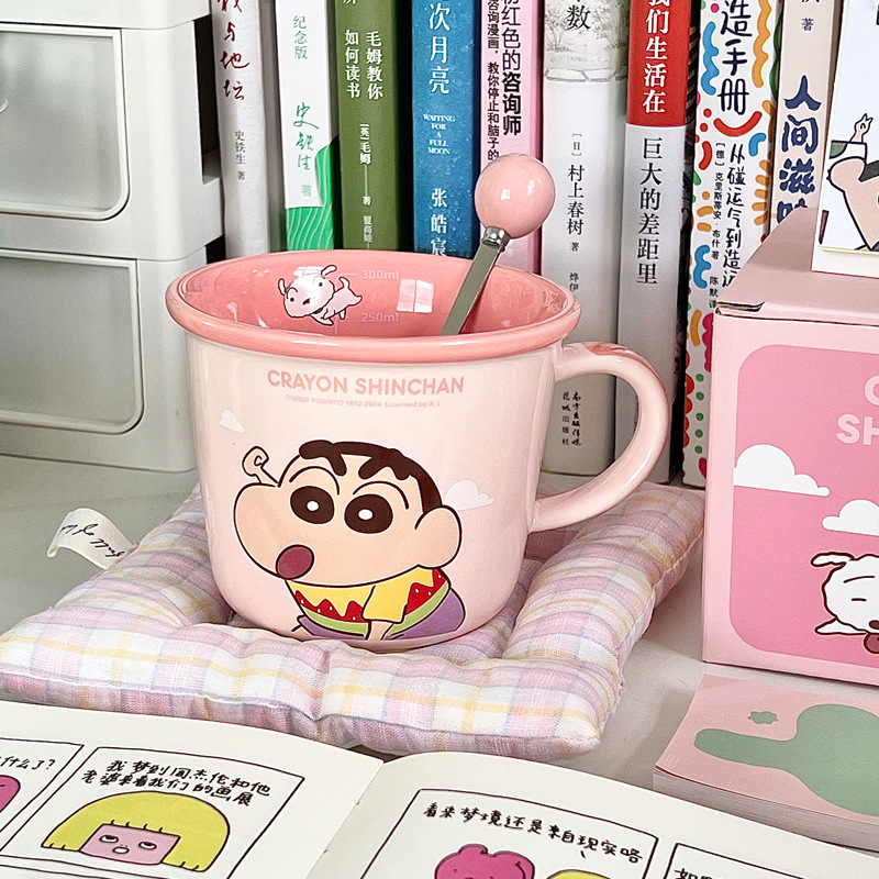 Cute Cartoon Anime Character Ceramic Cup Kawaii Cat Birthday Gift Quilt Coffee Cup with Spoon and Gift Box