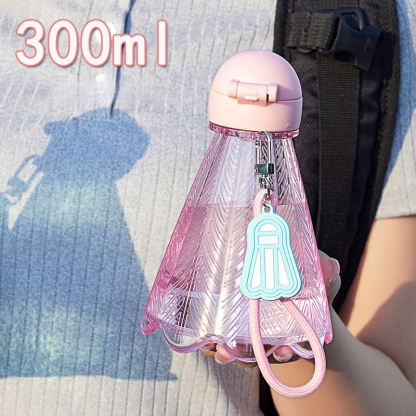 Creative Sports Water Bottle Plastic Straw Cup of Badminton Shape 