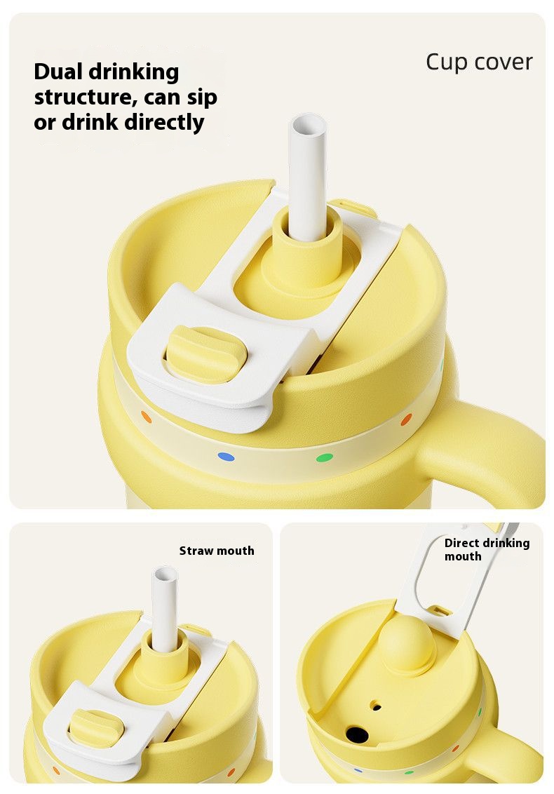 Four Seasons Available Large Capacity Straw Thermos Cup Unisex