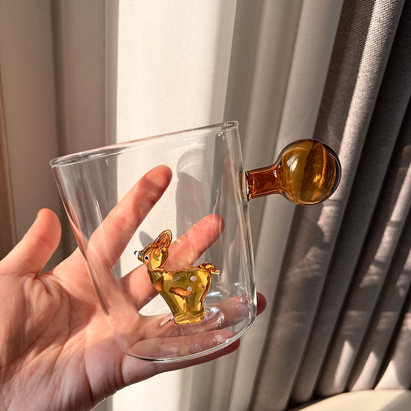 Colorful Ball Handle High Borosilicate Glass Cup for Household Creativ