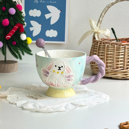 400ML High-quality Hand-painted Rabbit Coffee Cup Water Cup Exquisite Ceramic Mug with Gift Box Set Easter gift