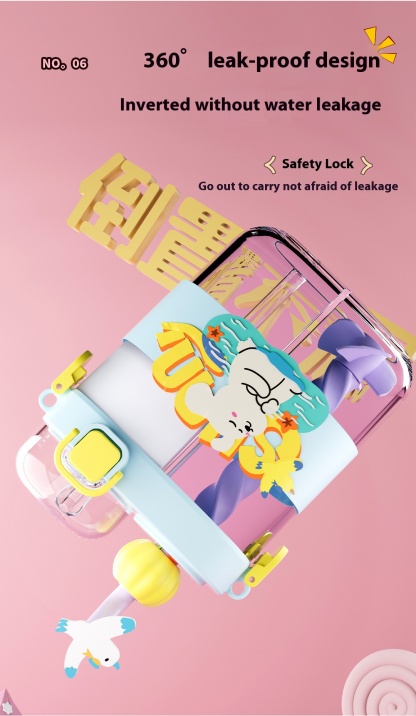 Children's Straw Compartments Double-drinking Cup Stirring Straw Water Cup