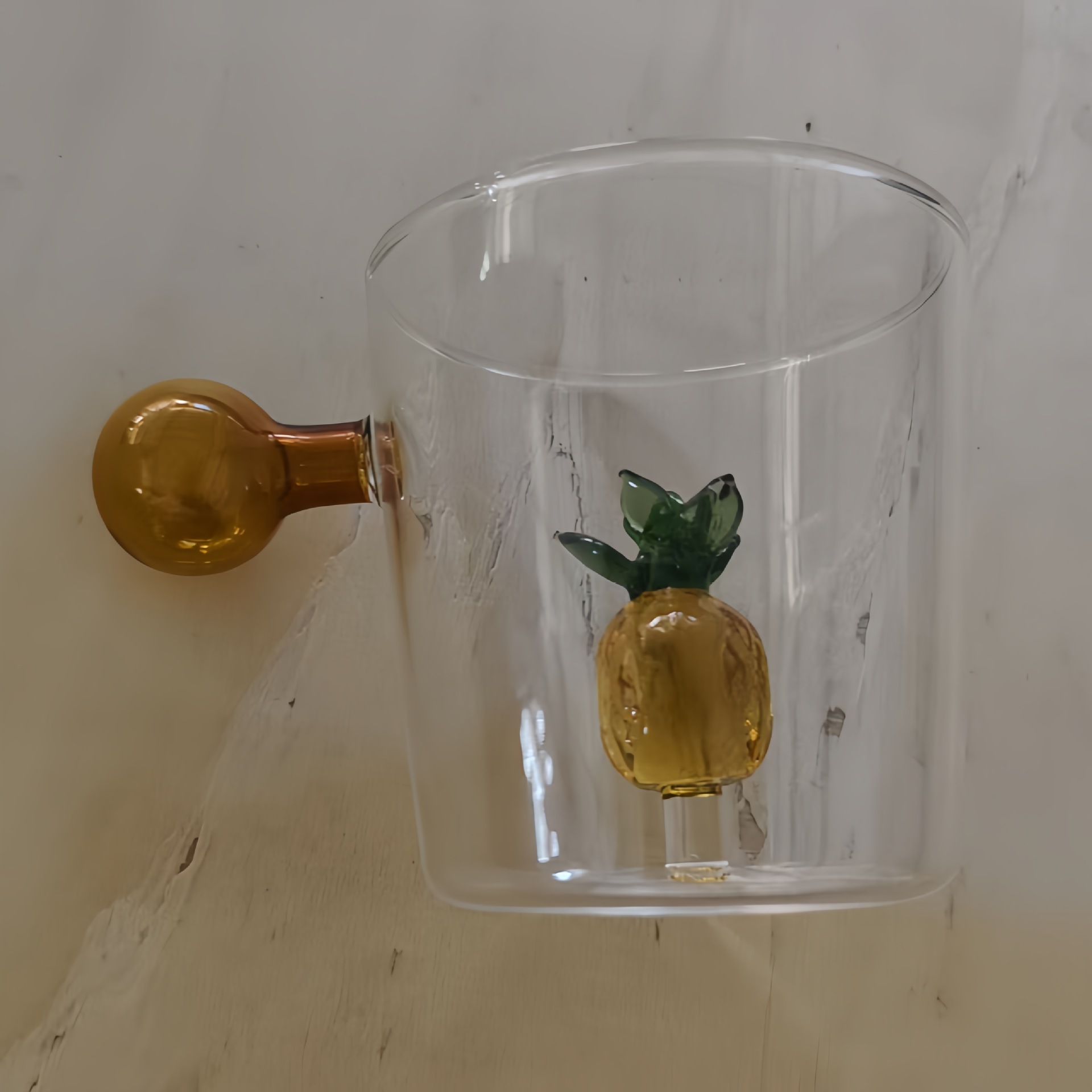 Colorful Ball Handle High Borosilicate Glass Cup for Household Creativ