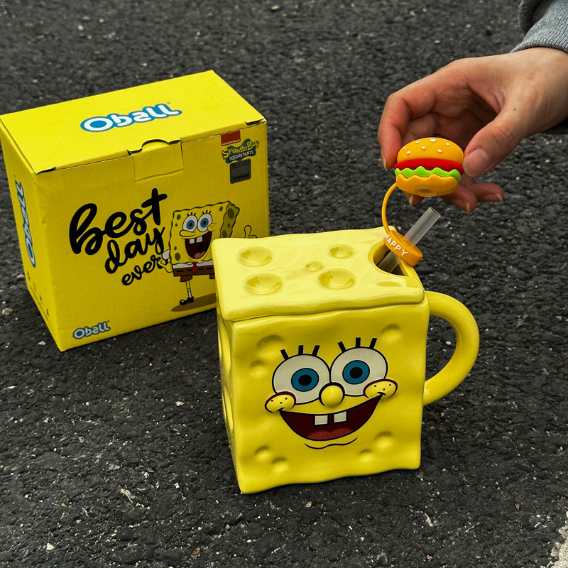 Cartoon Anime Character Ceramic Cup Kawaii Cheese Crab Shape Ceramic Cup Birthday Gift Quilt Coffee Cup with Spoon and Gift Box